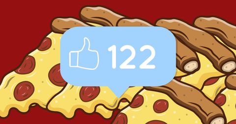 Social Media Likes Rising Below Tasty Pizza Graphic - Download Free Stock Images Pikwizard.com