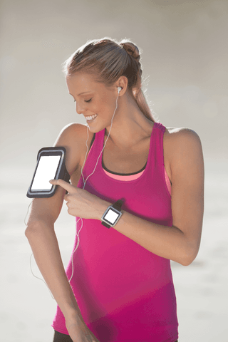 transparent sportswoman using digital device on armband outdoors - Download Free Stock Videos Pikwizard.com