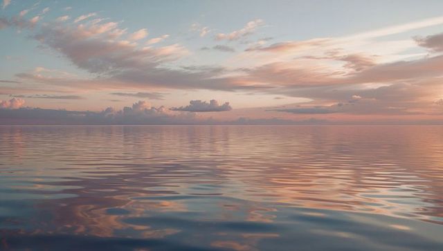 Pastel Sunrise Reflections Over Tranquil Ocean Horizon