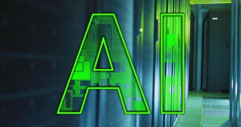 Glowing Green AI Letters In Modern Data Center Environment - Download Free Stock Images Pikwizard.com