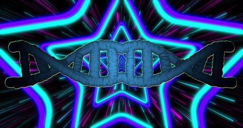 DNA Strand with Vibrant Neon Starry Background - Download Free Stock Images Pikwizard.com