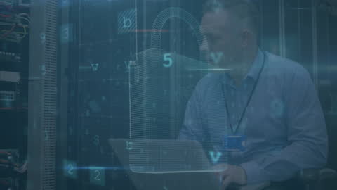 IT Technician Securing Data in Modern Server Room