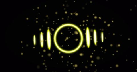 Yellow Glowing Geometric Shapes on Black Background