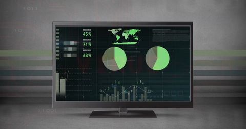 Data Analysis Interface Monitor with Energy Graphs - Download Free Stock Images Pikwizard.com