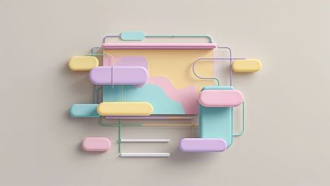 Modern pastel abstract wall art with interlocking geometric shapes for website designs