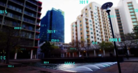 Digital financial growth in urban architecture time-lapse