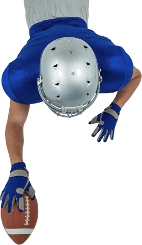 Transparent american football player reaching for ball high angle