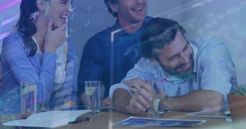 Joyful Team Collaboration in Modern Business Meeting