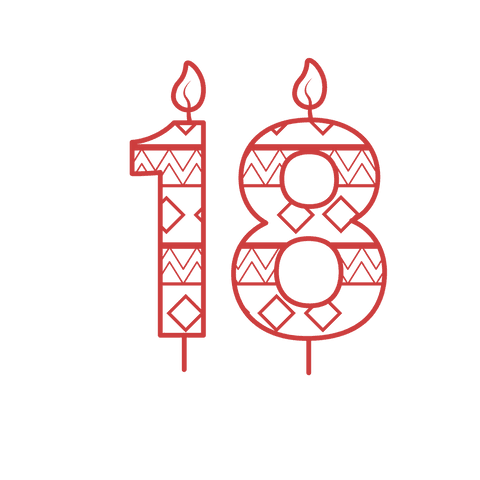 Red Patterned Number 18 Birthday Candle on Transparent Background - Download Free Stock Videos Pikwizard.com