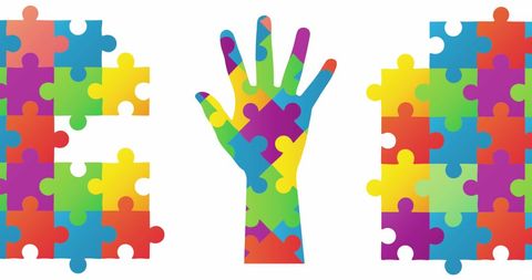 Autism Awareness Hand with Colorful Puzzle Pieces - Download Free Stock Images Pikwizard.com