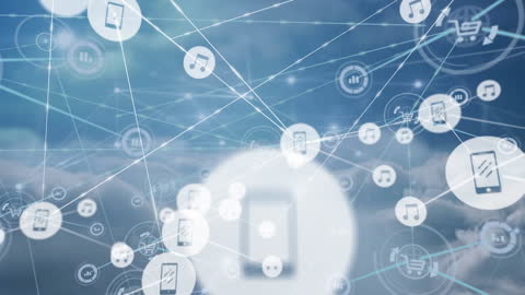 Digital Global Connectivity Network with Technology Icons