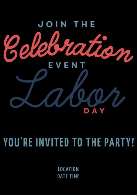 Bold Fonts Labor Day Event Invitation Template for Festive Community Celebrations - Download Free Stock Templates Pikwizard.com