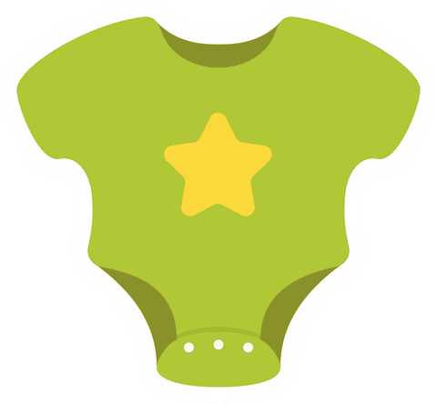 Green Baby Bodysuit with Yellow Star Transparent Background