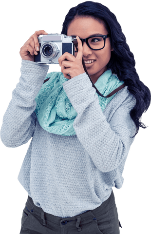 young woman taking picture with transparent digital camera view - Download Free Stock Videos Pikwizard.com