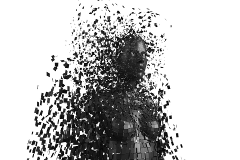 digital illustration of woman with fragmenting shapes transparent background - Download Free Stock Videos Pikwizard.com