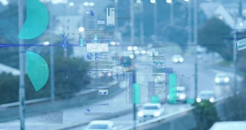 Blending urban highway traffic with translucent data charts for smart city analytics