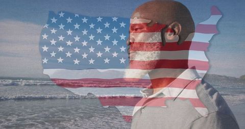 Serene Reflection of Resilience and Patriotism at the Beach