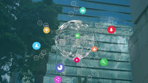 Global Digital Networking Concept over Modern Cityscape