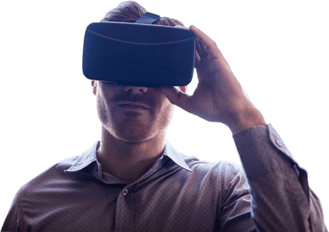 Caucasian Businessman Experiencing Virtual Reality on Transparent Background - Download Free Stock Videos Pikwizard.com