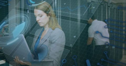 IT Technicians Analyzing Computer Server Data in Modern Server Room - Download Free Stock Images Pikwizard.com