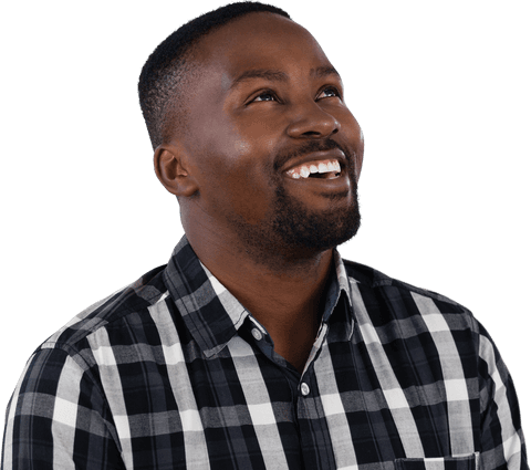 cheerful man looking up with plaid shirt on transparent background - Download Free Stock Videos Pikwizard.com