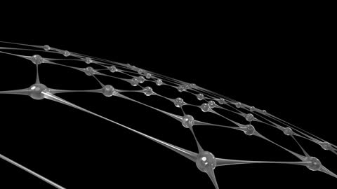 Spinning Network of Connections on Black Background