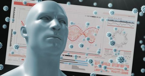 Digital Interface Displaying Virus Combat and DNA Data - Download Free Stock Images Pikwizard.com