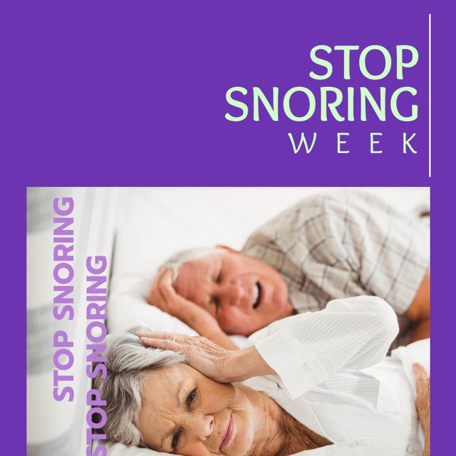 Senior Couple in Bed Highlighting Stop Snoring Week Awareness - Download Free Stock Templates Pikwizard.com