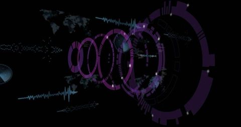 Futuristic Digital Interface with Purple Concentric Rings