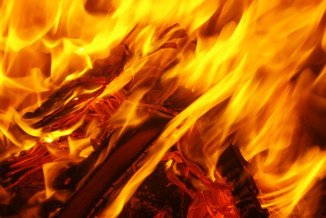 Vivid flames and burning embers in a roaring fire - Download Free Stock Photos Pikwizard.com