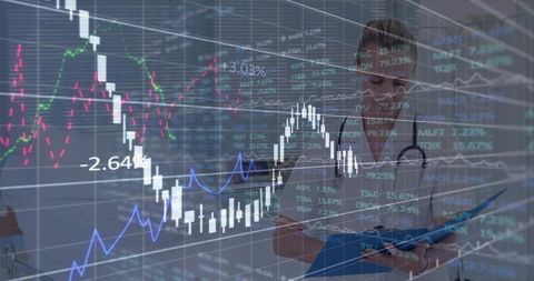 Nurse Analyzing Financial Charts: Merging Healthcare and Finance