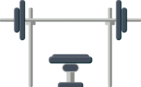 Flat Design Bench Press Station with Padded Bench on Transparent Background