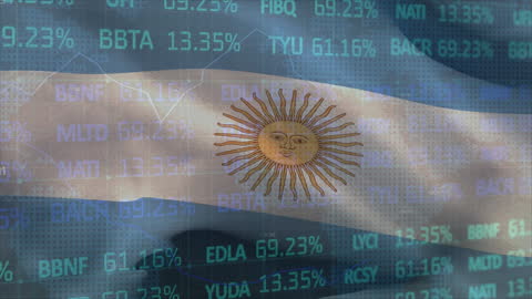 Argentinian Flag Overlay with Financial Data and Stock Market Analytics