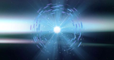 Radiating Orb with Cosmic Light Beams and Rings