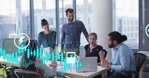 business team analyzing financial health data in modern office - Download Free Stock Images Pikwizard.com