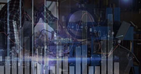 Technician Enhancing Machine with Data Analytics Overlay