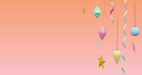 Festive Christmas Decorations on Vibrant Pink Background