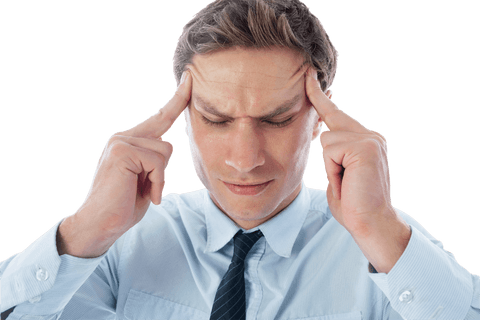 Caucasian businessman concentrating isolated on transparent background