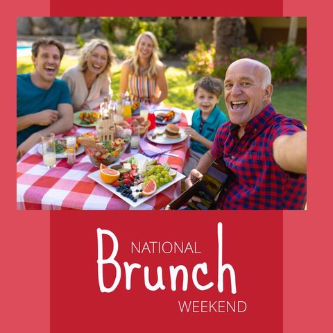 Family enjoying national brunch weekend outdoors