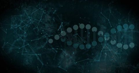 Futuristic DNA Network with Glowing Nodes and Molecular Particles for Biotech Visuals