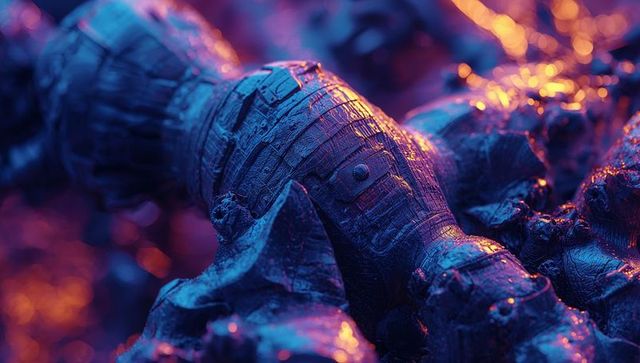 Futuristic Mechanical Component on Molten Base