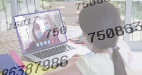 Masked Child Video Conferencing Numbers Overlay