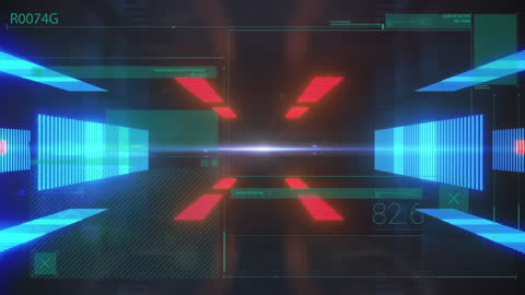 Futuristic Virtual Interface with Digital Data Visualization