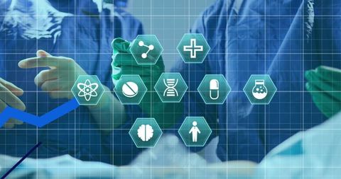 Surgeons Operating with Medical Technology Interface Overlay