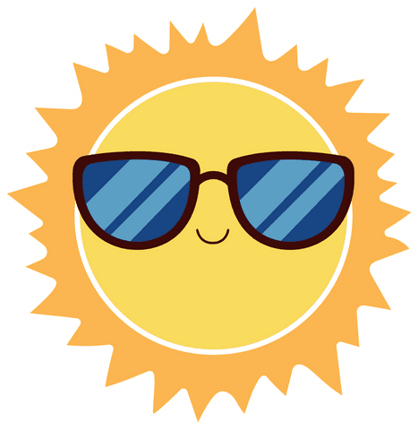 Cheerful Cartoon Sun with Sunglasses on Transparent Background