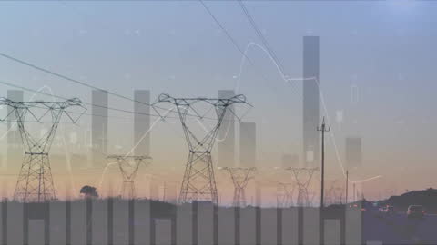 Financial Data and Twilight Electrical Pylons Overlap