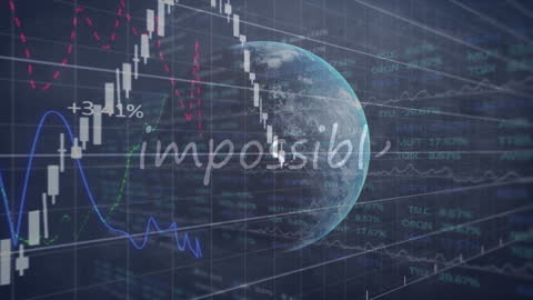 World Market Data Animation with Digital Graph Overlay