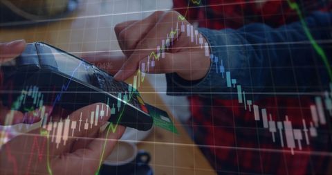 Financial Graphs Overlaying Credit Card Payment Process - Download Free Stock Images Pikwizard.com