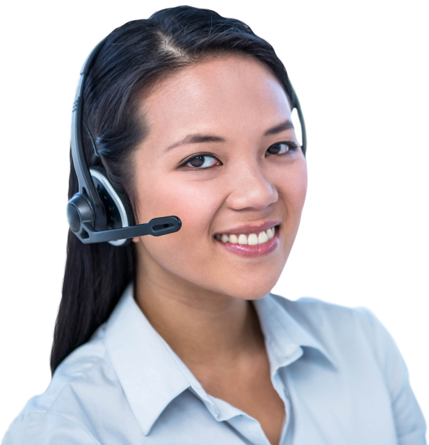 Asian Customer Service Representative Smiling with Transparent Background - Download Free Stock Videos Pikwizard.com