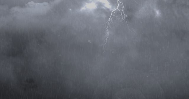 Intense Thunderstorm with Lightning and Heavy Rain Dramatic Sky - Download Free Stock Images Pikwizard.com